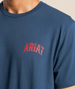 Ariat Ride Like Lightning T-Shirt Blue Dusk New