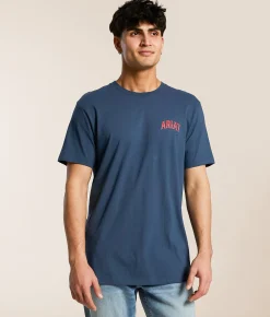 Ariat Ride Like Lightning T-Shirt Blue Dusk New