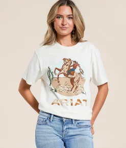Tops | Ariat Ride On T-Shirt Off White