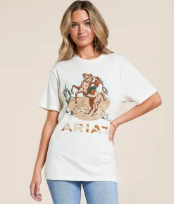 Tops | Ariat Ride On T-Shirt Off White