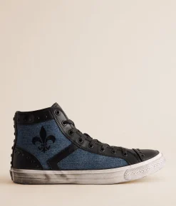 Shoes | Rock Revival Riff Denim Leather Sneaker Blue Denim