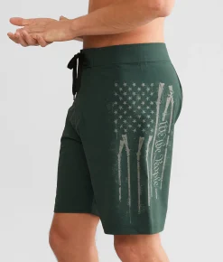 Bottoms|Swimwear | Howitzer Rifle Flag Stretch Boardshort Olive