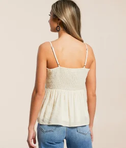 Tops | Blu Pepper Rik Rak Trim Tank Top Cream Black