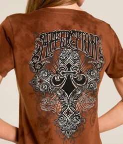 Tops | Affliction Rite Of Virtue T-Shirt Caramel Cafe Crystal Wash