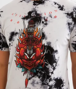 Affliction Ritual Fire T-Shirt White Black Crystal Wash Discount