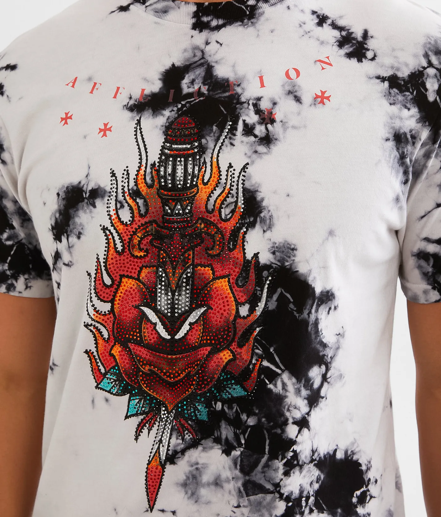 Affliction Ritual Fire T-Shirt White Black Crystal Wash Discount