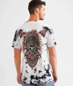 Affliction Ritual Fire T-Shirt White Black Crystal Wash Discount