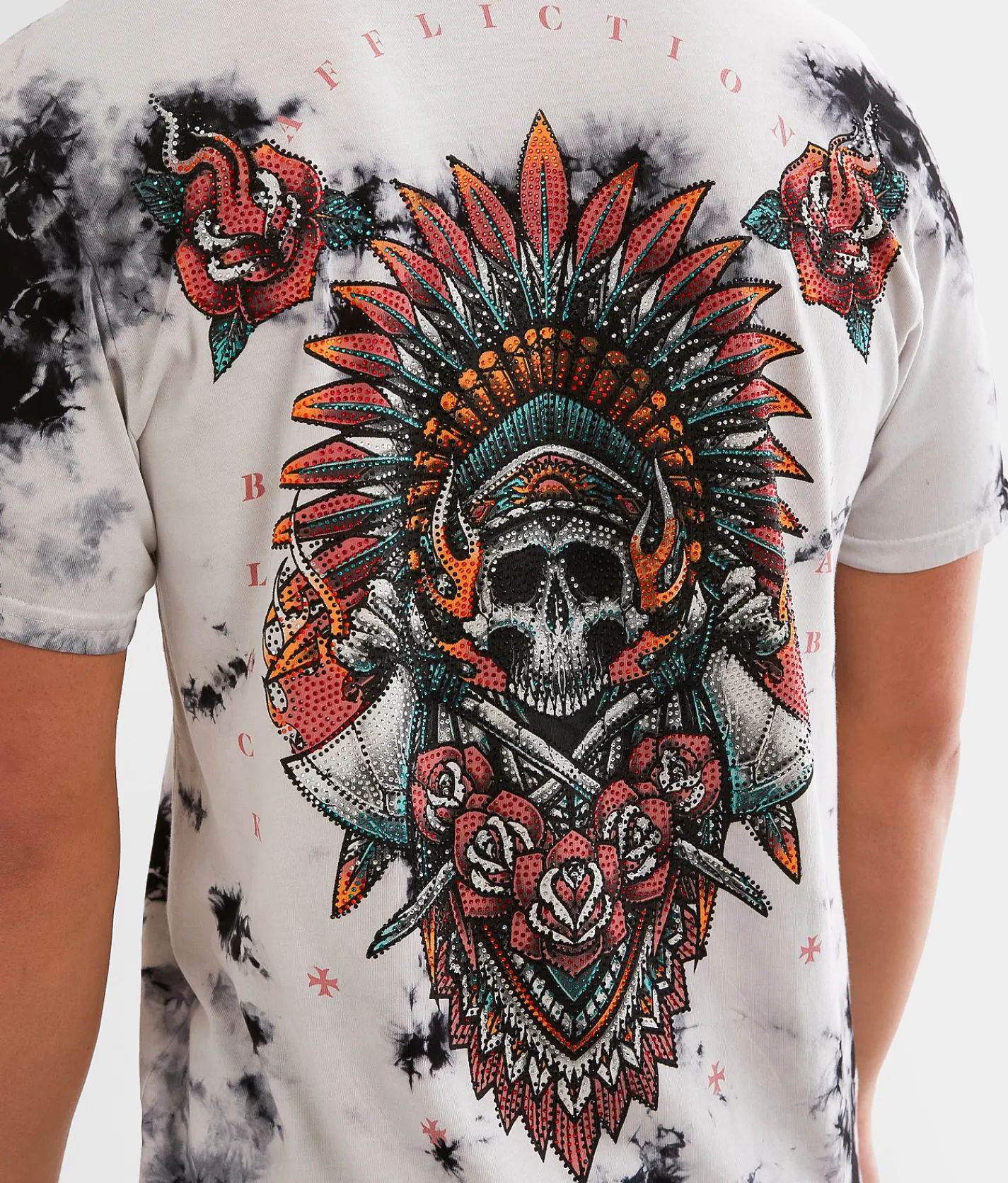 Affliction Ritual Fire T-Shirt White Black Crystal Wash Discount