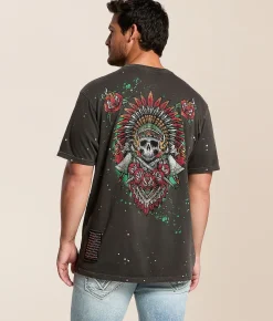Tops|Graphic T-Shirts | Affliction Ritual Fire T-Shirt Vintage Black Pigment Dye