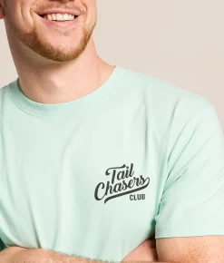 Tops|Graphic T-Shirts | Tail Chasers Club River Rendezbrew T-Shirt Ocean Wave Pigment Dye
