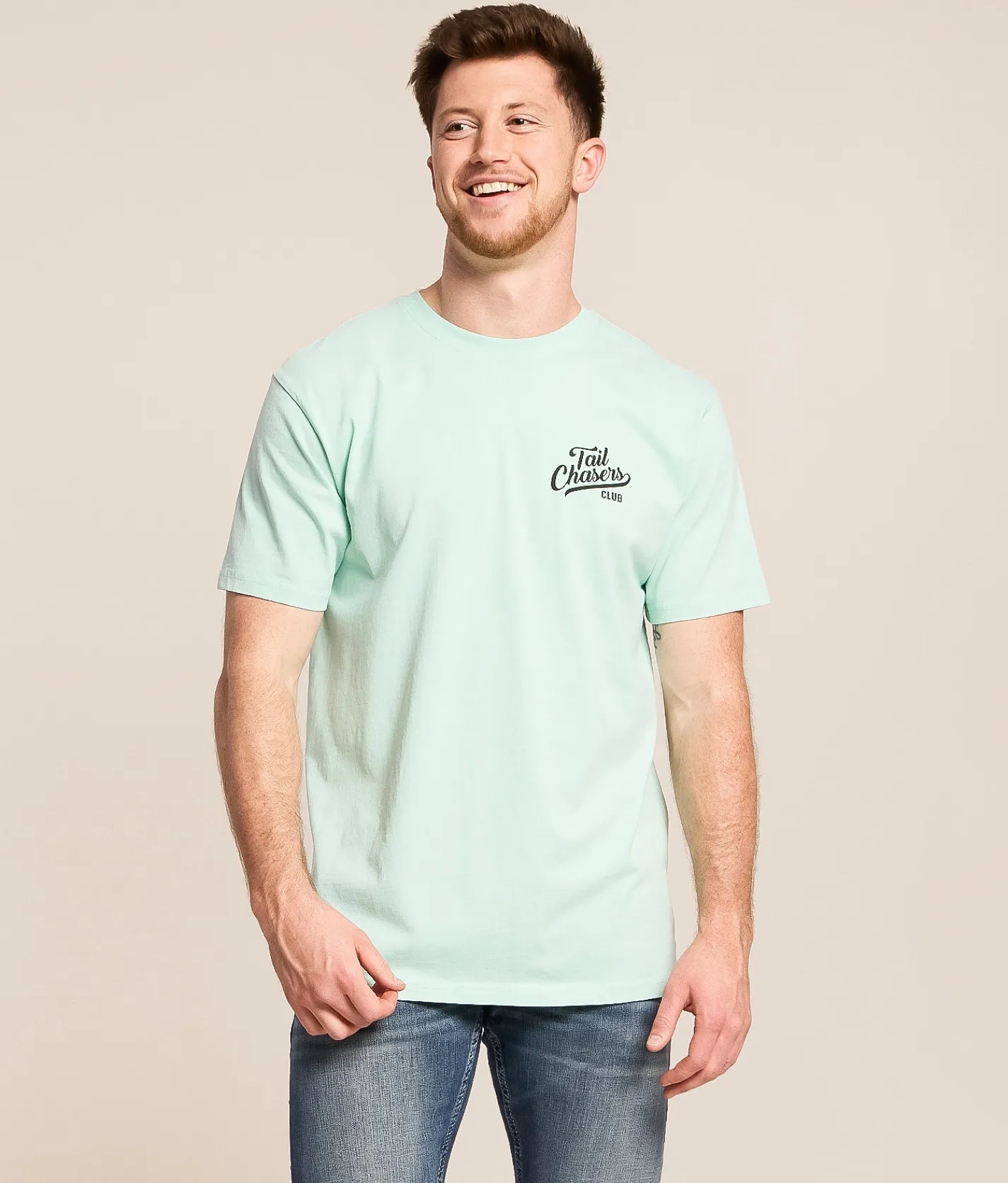 Tops|Graphic T-Shirts | Tail Chasers Club River Rendezbrew T-Shirt Ocean Wave Pigment Dye