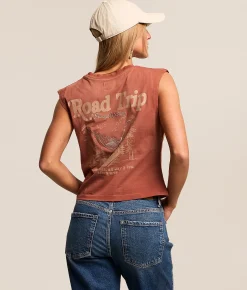 Modish Rebel Road Trip Always Exploring Tank Top Washed Red