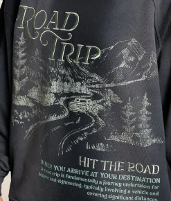 Modish Rebel Road Trip Oversized Pullover Washed Black Clearance