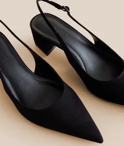 Shoes | Steve Madden Robyn Leather Slingback Shoe Black Nubuck