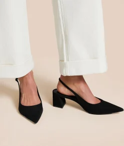 Shoes | Steve Madden Robyn Leather Slingback Shoe Black Nubuck