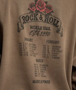 Tops | Modish Rebel Rock & Roll Hard Rock Oversized Pullover Washed Brown
