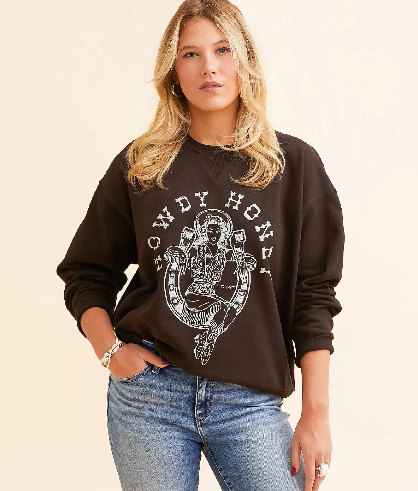 Tops | Ariat Rodeo Honey Oversized Pullover Mole