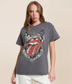 Tops | Junkfood Rolling Stones Tattoo Tour Band T-Shirt Charcoal Grey
