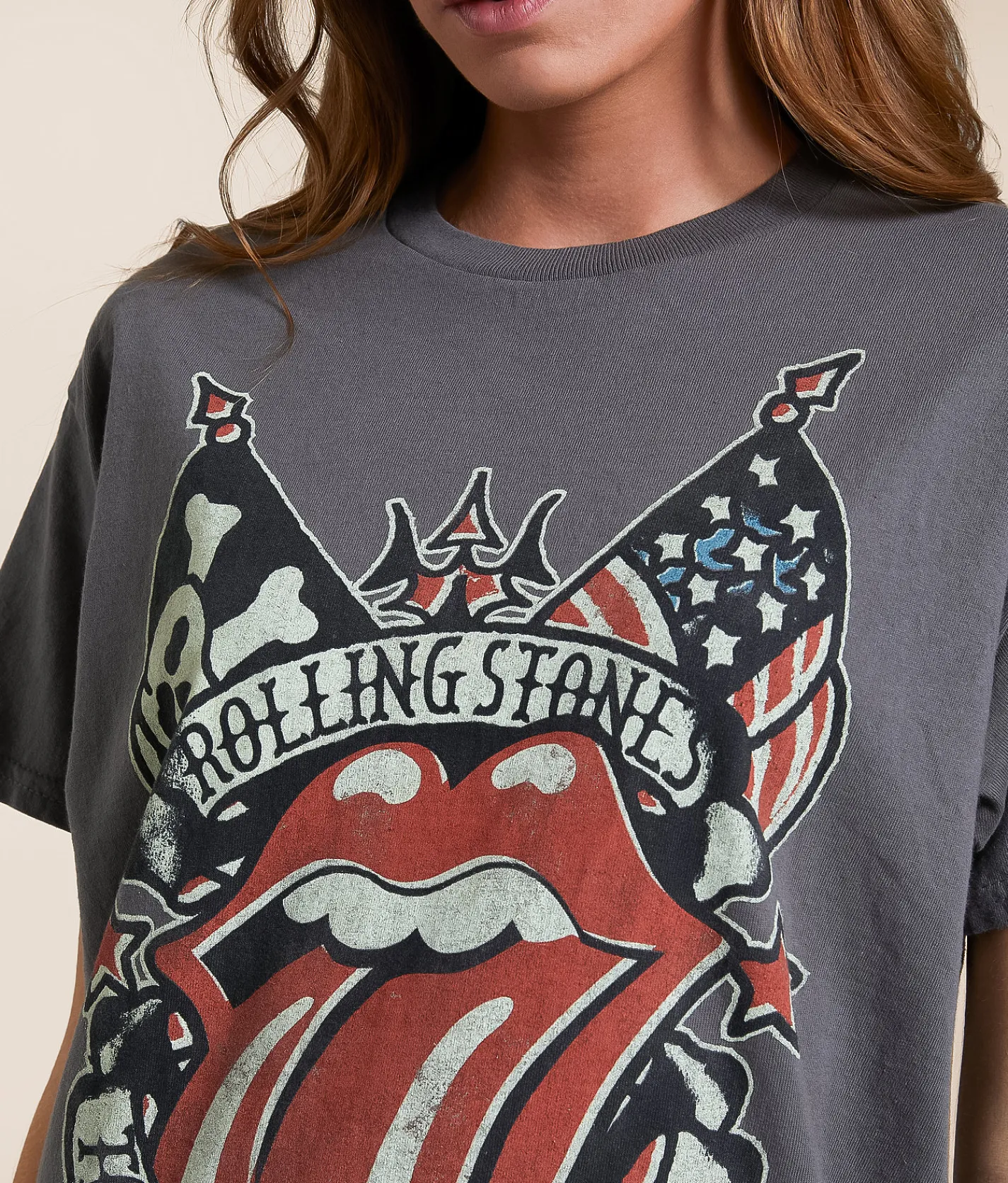 Tops | Junkfood Rolling Stones Tattoo Tour Band T-Shirt Charcoal Grey