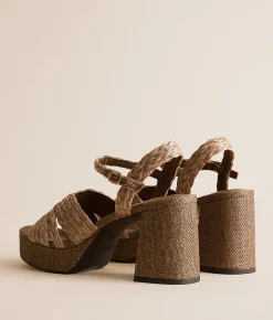 Mia Romani Raffia Heeled Sandal Brown Online