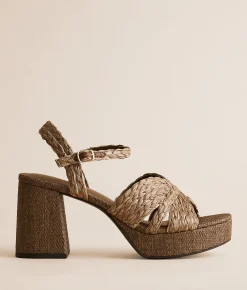 Mia Romani Raffia Heeled Sandal Brown Online