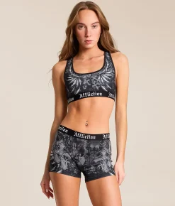 Affliction Rosary Of Life Stretch Sports Bra Black Hot