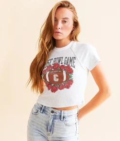 Tops | Champion® Rose Bowl Football Baby Cropped T-Shirt GFSSilverGrey White