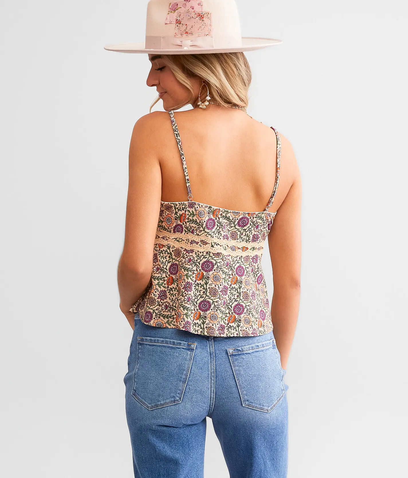 Tops | Gimmicks Rosette Lace Tank Top Multi
