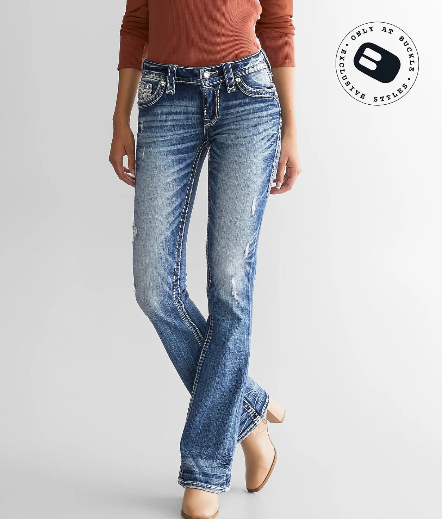 Rock Revival Rosewood Low Rise Boot Stretch Jean Rosewood B211 Outlet