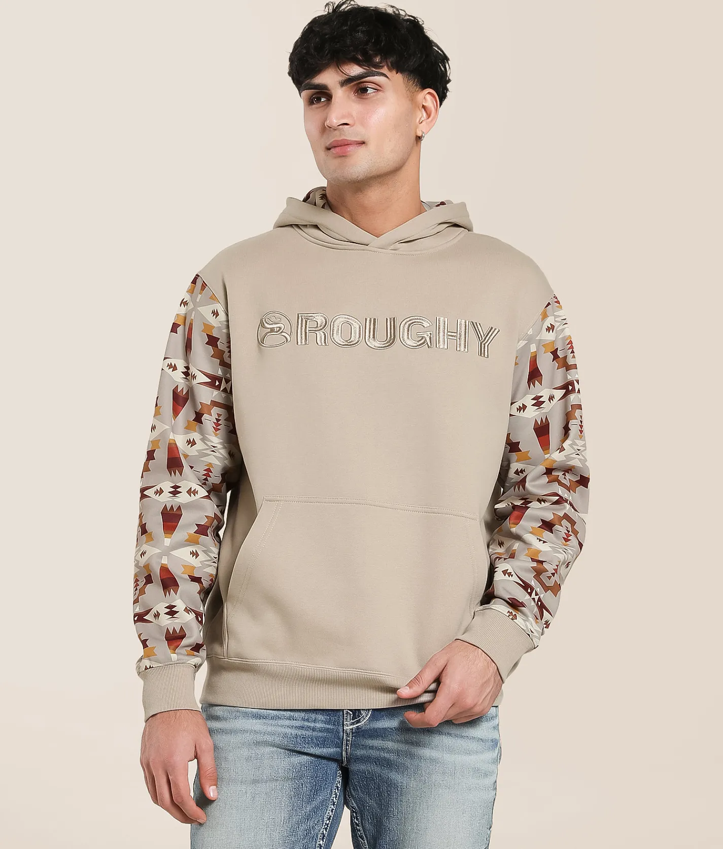 Hooey Roughy Hooded Sweatshirt Tan Aztec Discount