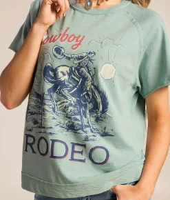 Tops | Goodie Two Sleeves Round Up Cowboy Rodeo T-Shirt Smoke Blue
