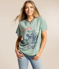 Tops | Goodie Two Sleeves Round Up Cowboy Rodeo T-Shirt Smoke Blue