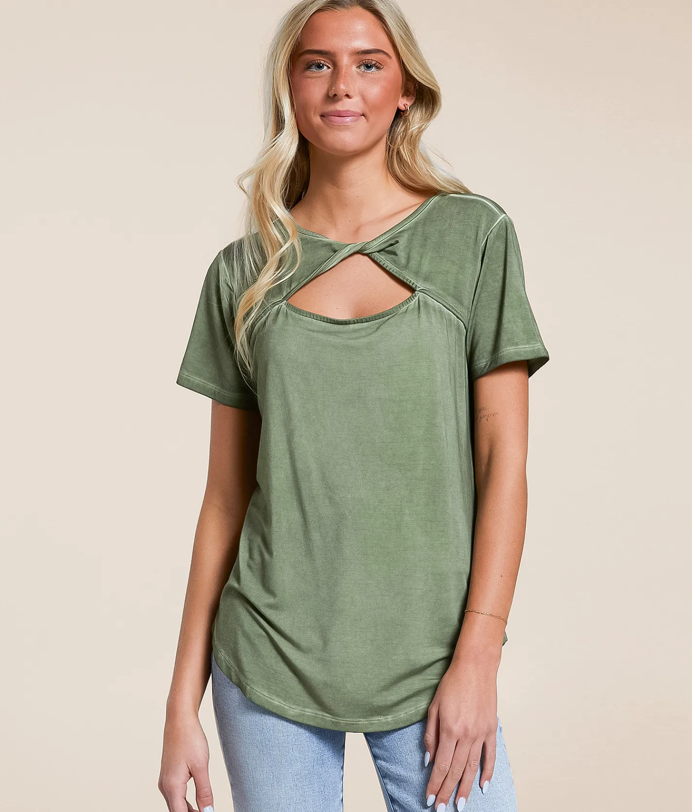Tops | White Crow Ruby Twisted Front Top Avocado