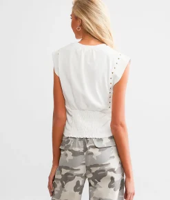 Gilded Intent Ruched Tank Top Bronze Green Clearance