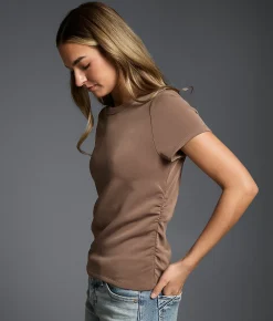 Buckle Black Ruched Top Deep Taupe Online