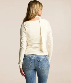 Willow & Root Ruched Top With Detachable Scarf Cream Outlet