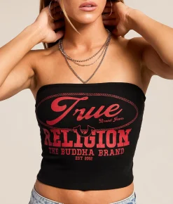 Tops | True Religion Ruched Tube Top Jet Black