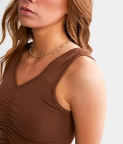 FITZ + EDDI Ruched 2 Way Tank Top Cocoa Brown Best