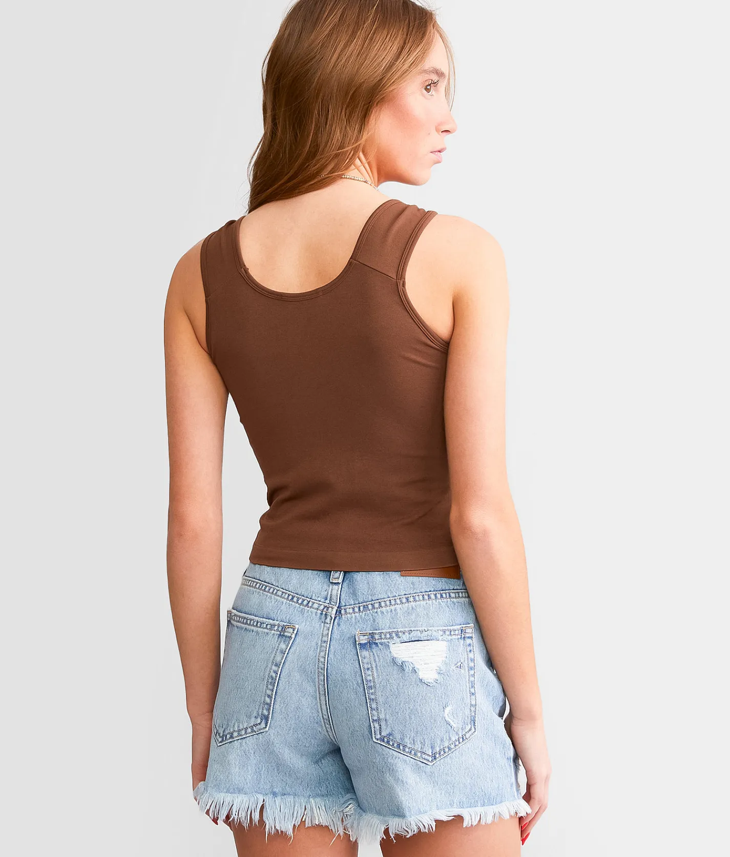 FITZ + EDDI Ruched 2 Way Tank Top Cocoa Brown Best