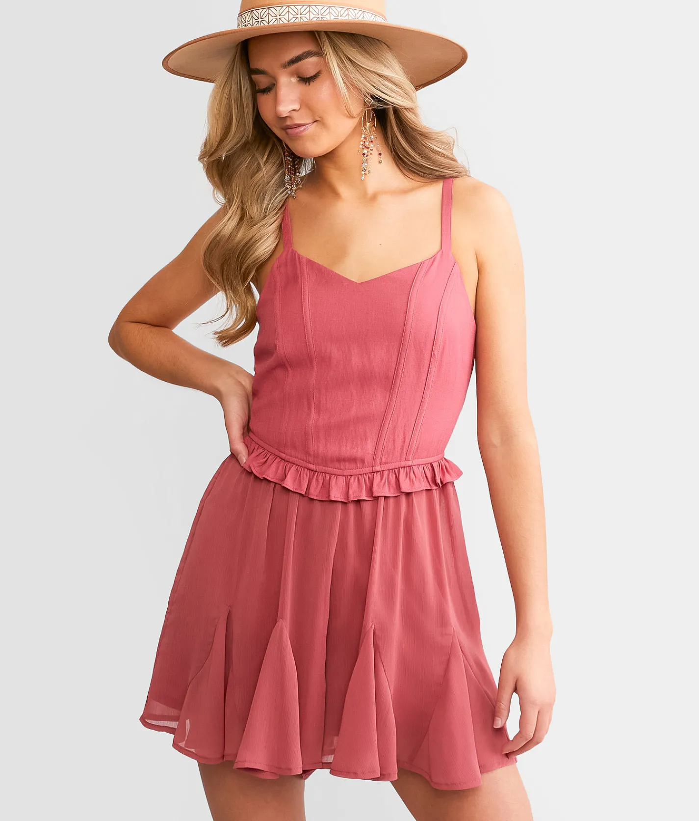 Willow & Root Ruffle Corset Romper Rose Outlet