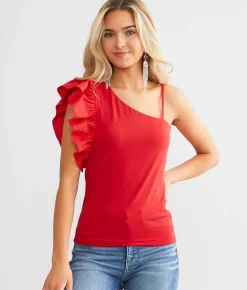 mittoshop Ruffled Tank Top Red Clearance