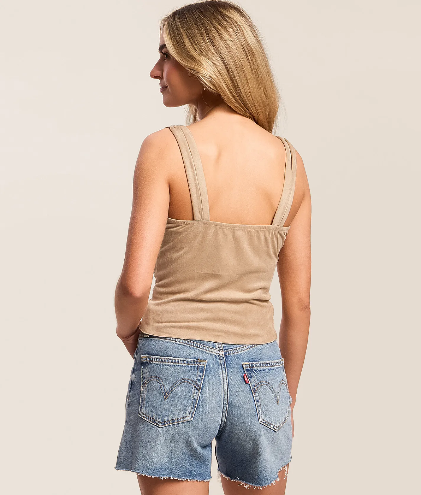 Tops | Willow & Root Ruffle Lace Cropped Tank Top Taupe