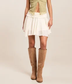 Bottoms | Lush Ruffle Lace Skirt Cream