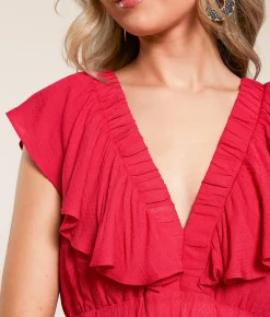Willow & Root Ruffle Mini Dress Tomato Puree Clearance