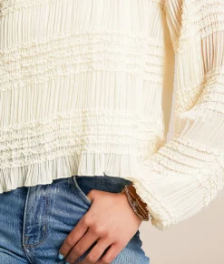 Tops | Willow & Root Ruffle Pleated Top Cream