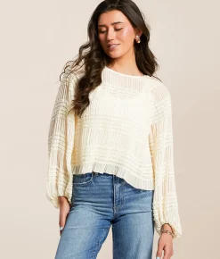 Tops | Willow & Root Ruffle Pleated Top Cream