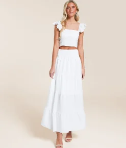 Tops | Willow & Root Ruffle Strap Cropped Tank Top White