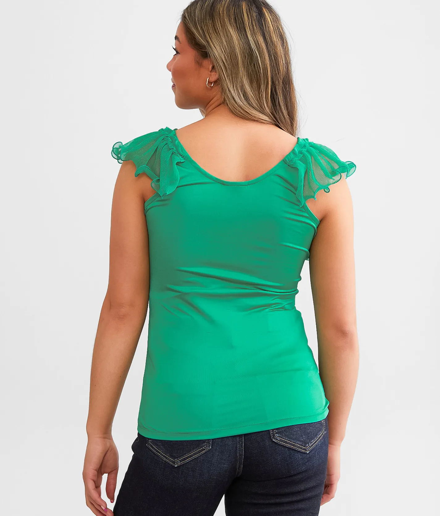 Daytrip Ruffle Strap Tank Top Sea Green Discount
