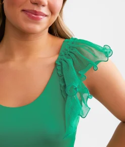 Daytrip Ruffle Strap Tank Top Sea Green Discount