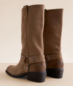 Steve Madden Ruskin Leather Boot Taupe Clearance